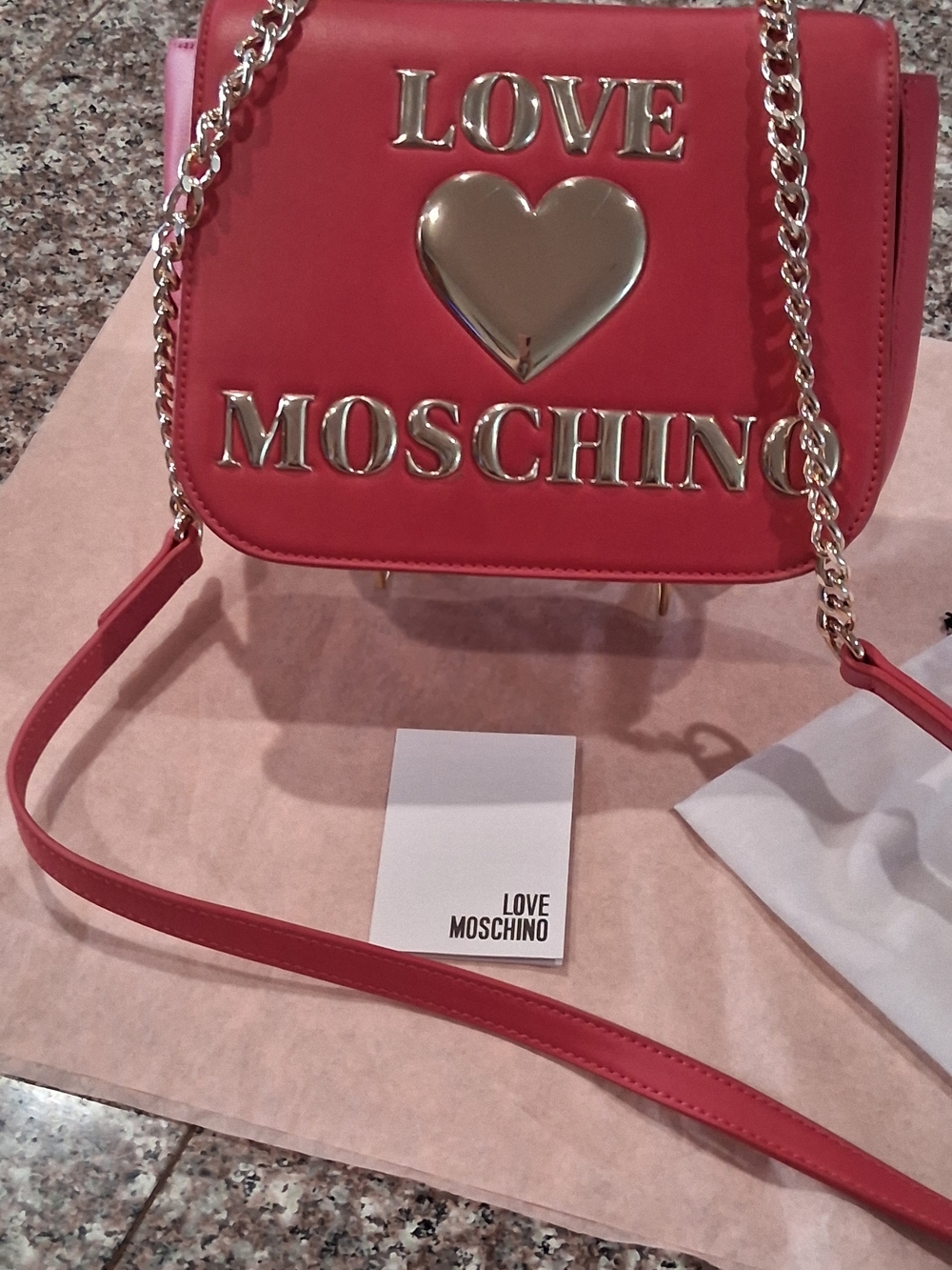 Love Moschino Red Leather Heart Crossbody - Picture 11 of 13